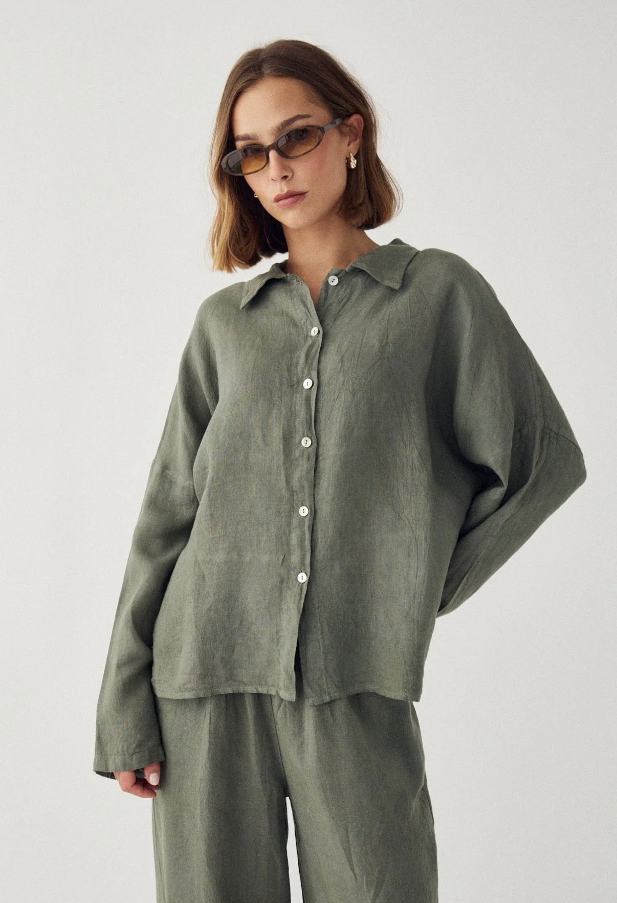 N-LEANORA SHIRT GREEN LEAF