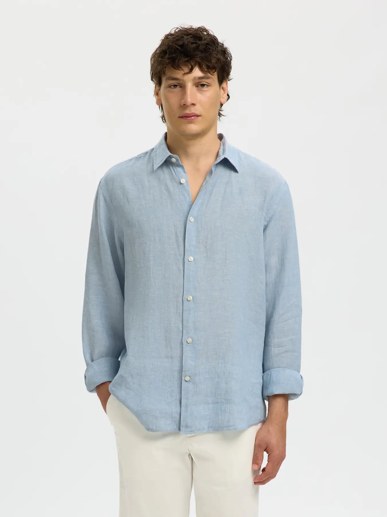 KYLIAN LINEN SHIRT BLUE FOG