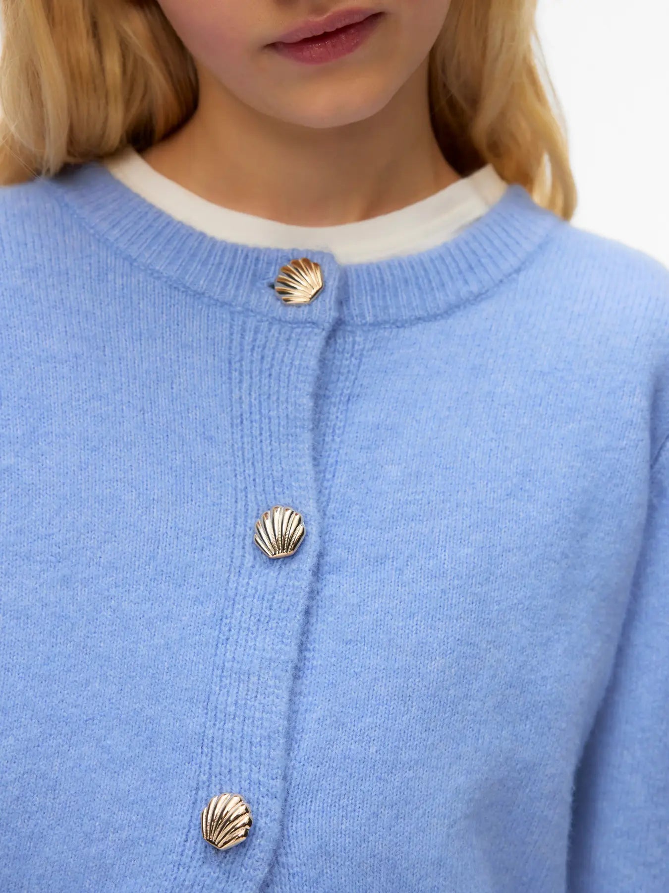 FIONA BUTTON CARDIGAN BLUE MELANGE