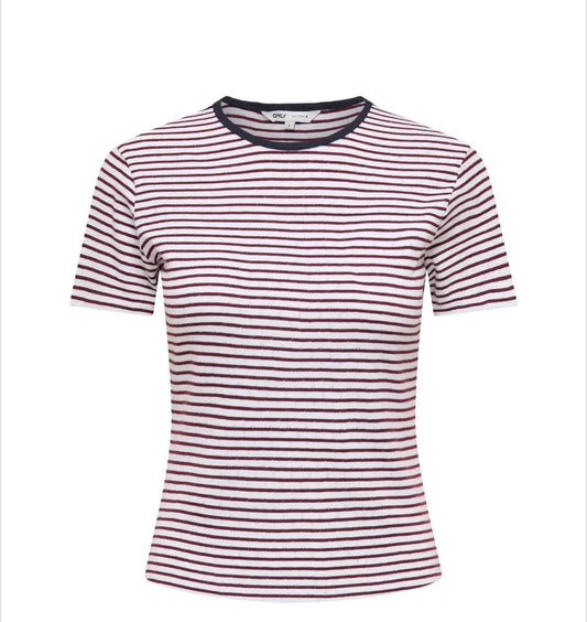 ONLKARI S/S STRIPE TEE JRS  ZINFANDEL