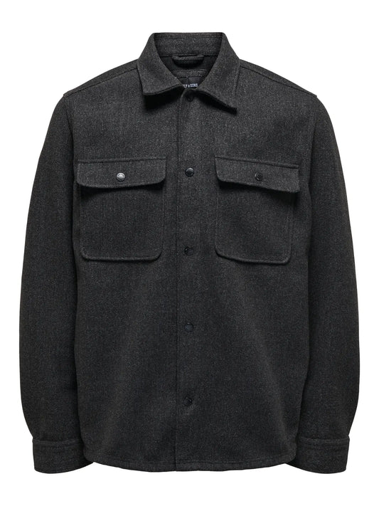ASH OVERSHIRT WOOLEN LOOK BLACK