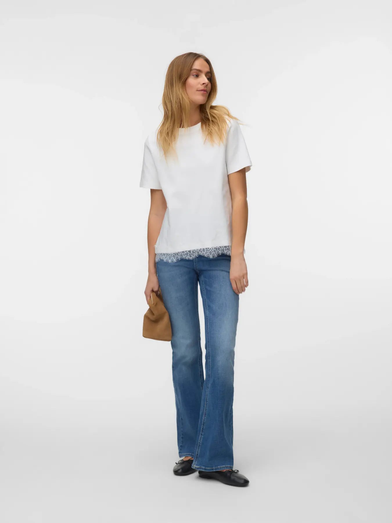 SARA METTE LACE TEE WHITE