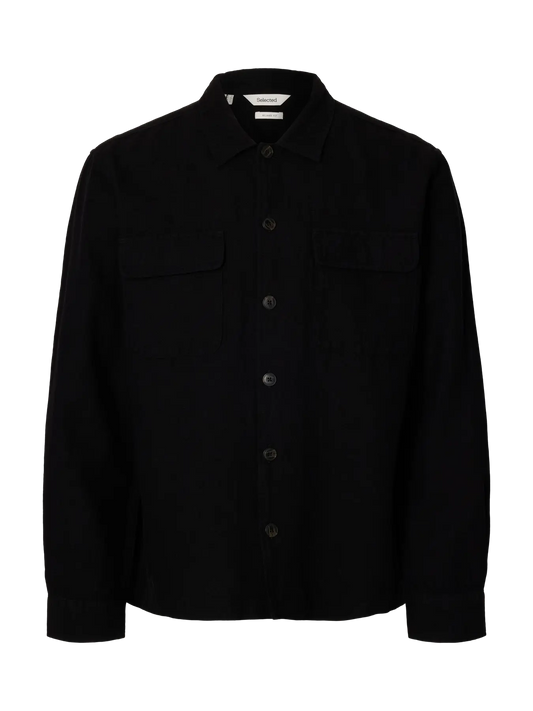 LEROY LINEN OVERSHIRT BLACK