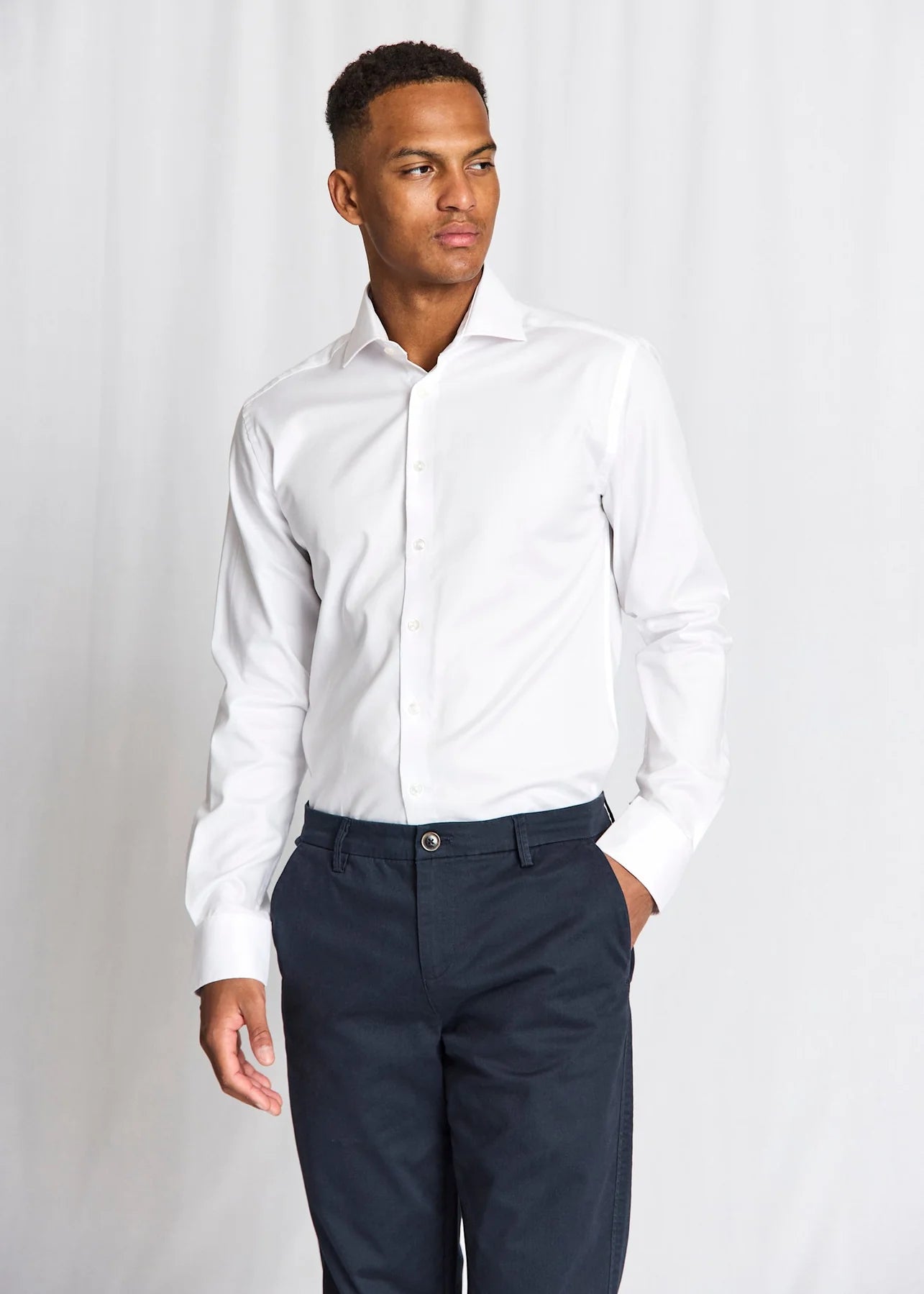 BRUUN & STENGADE MILES SLIM SHIRT WHITE