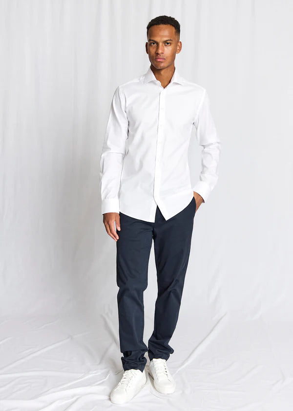 BRUUN & STENGADE MILES SLIM SHIRT WHITE
