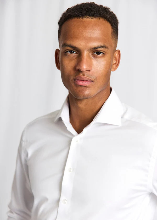 BRUUN & STENGADE MILES SLIM SHIRT WHITE