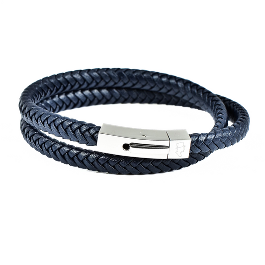 EDD LÄDERARMBAND DUBBEL NAVY
