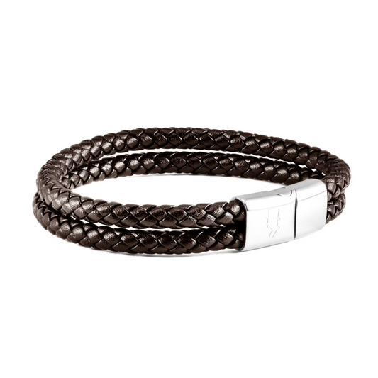 EDD LÄDERARMBAND DUBBEL RUND BRUN