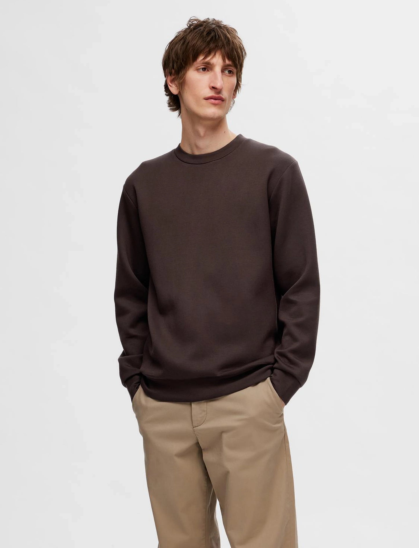 EMANUEL SOFT CREW NECK SWEAT CHOCOLATE