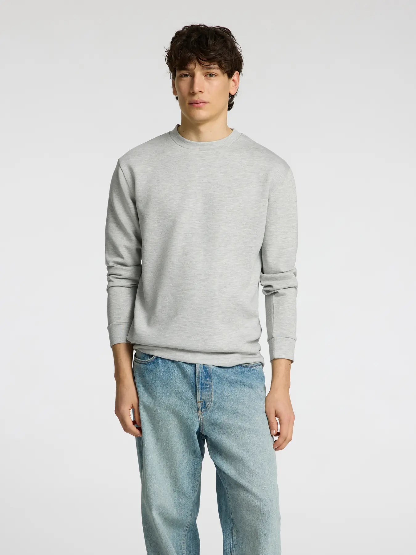 EMANUEL SOFT CREW NECK SWEAT LIGHT GREY MELANGE