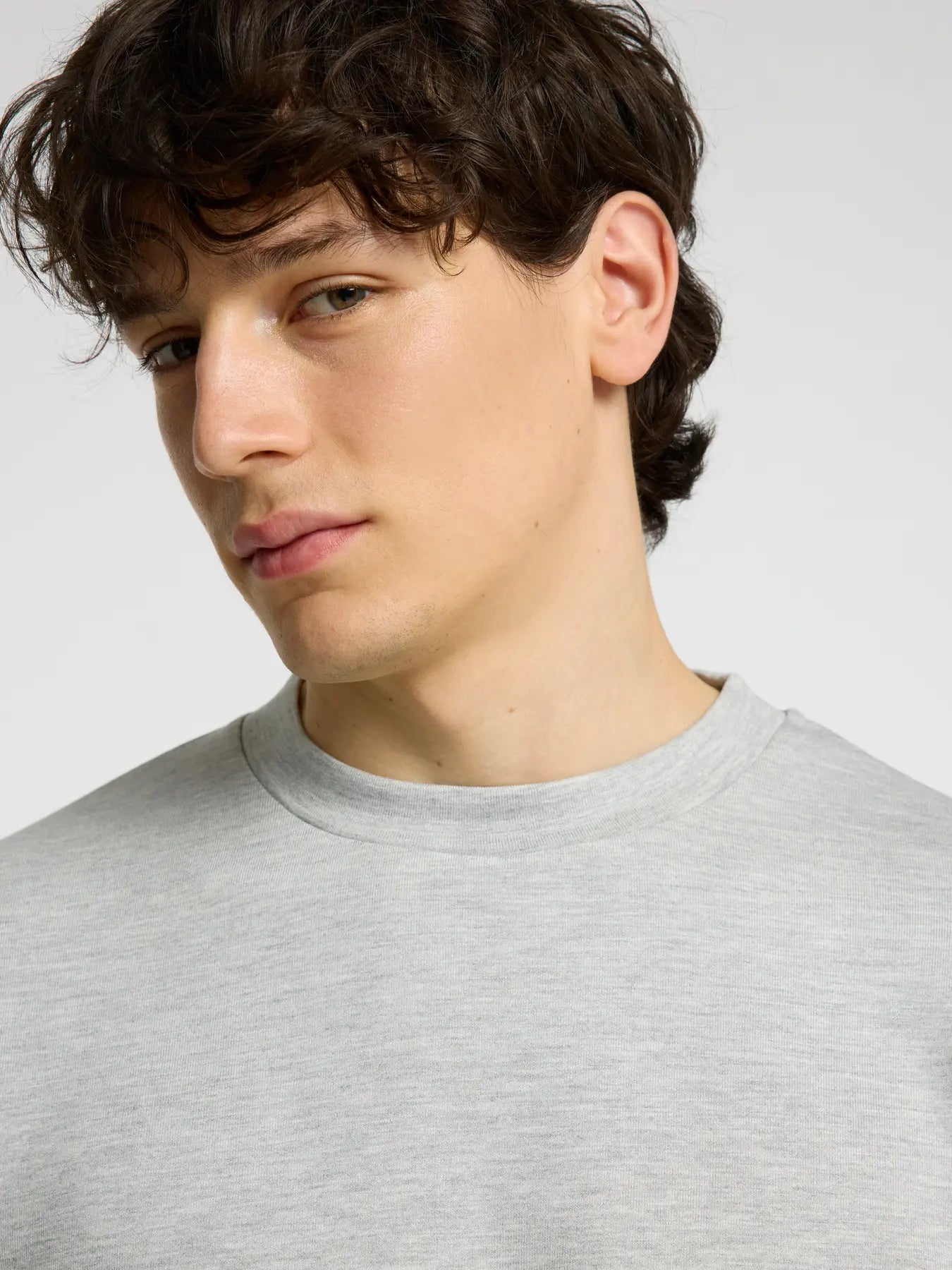 EMANUEL SOFT CREW NECK SWEAT LIGHT GREY MELANGE