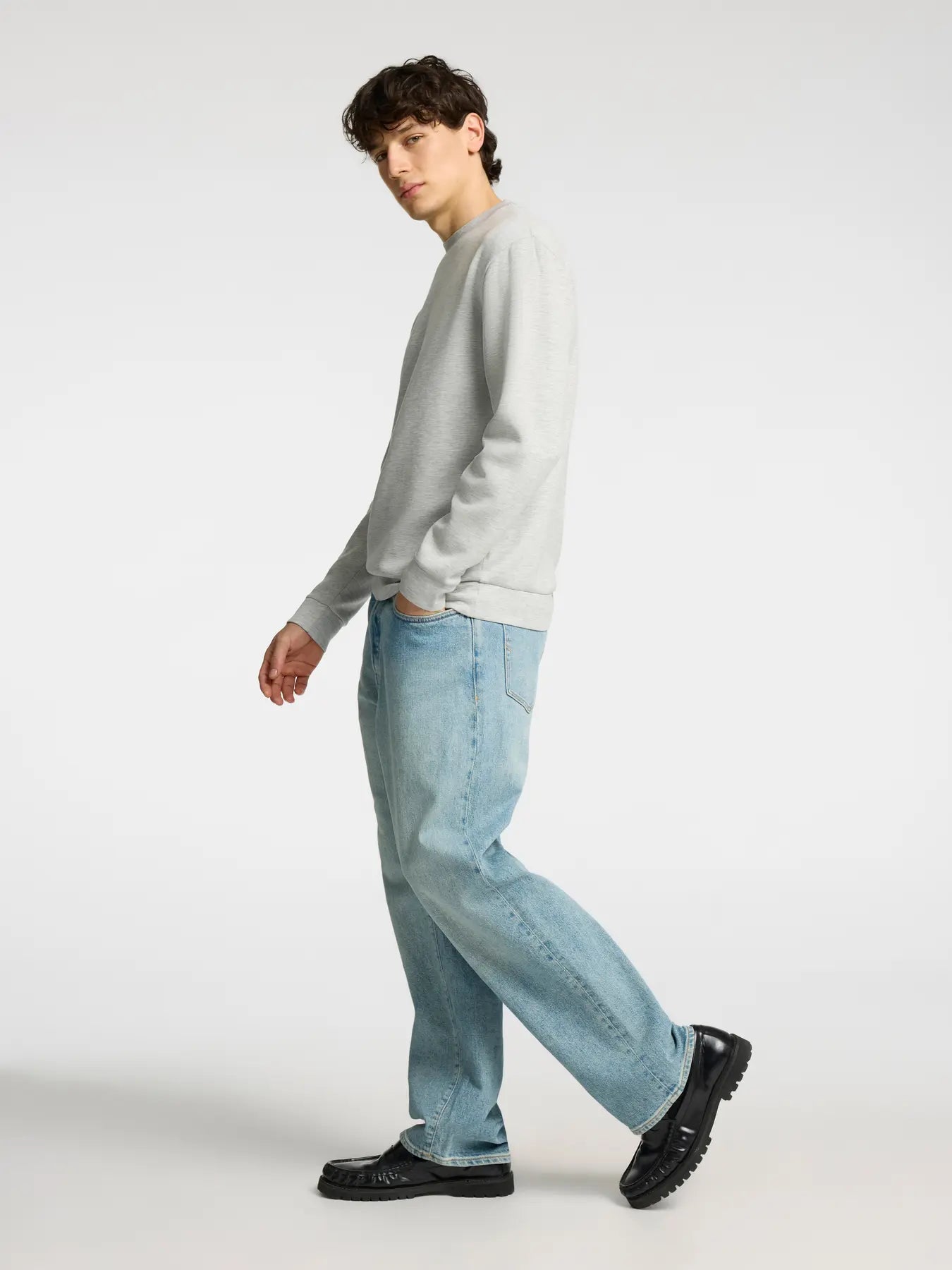 EMANUEL SOFT CREW NECK SWEAT LIGHT GREY MELANGE