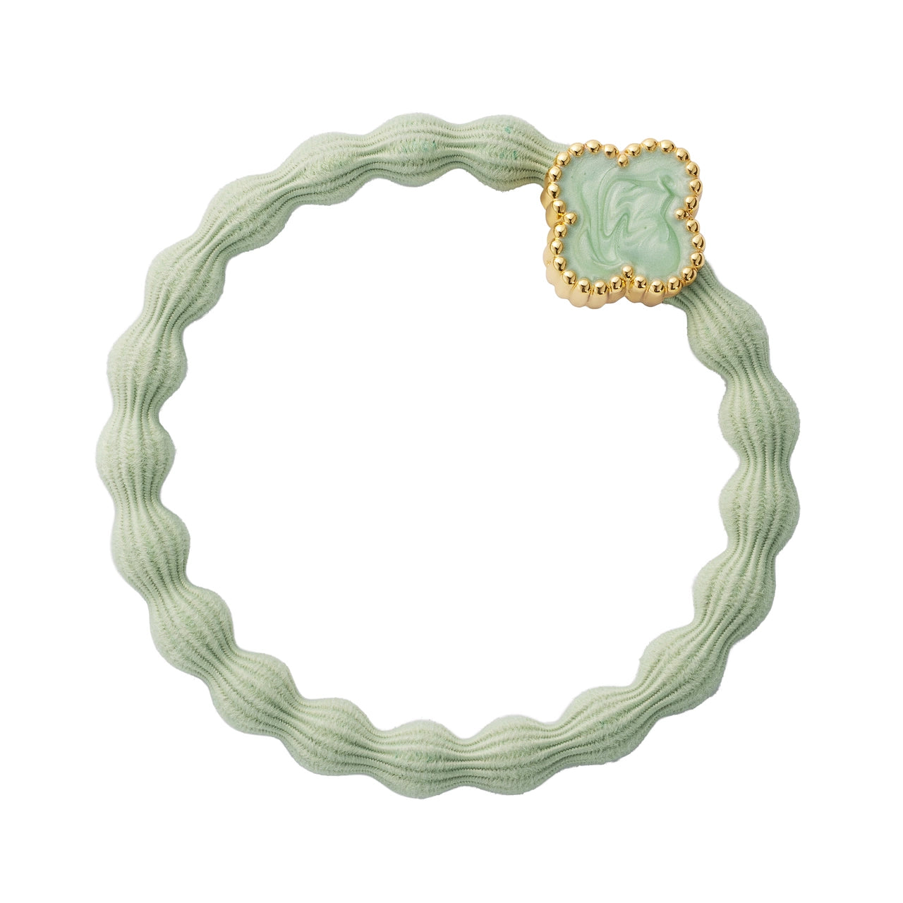 ENAMEL GOLD QUATREFOIL PISTACHIO