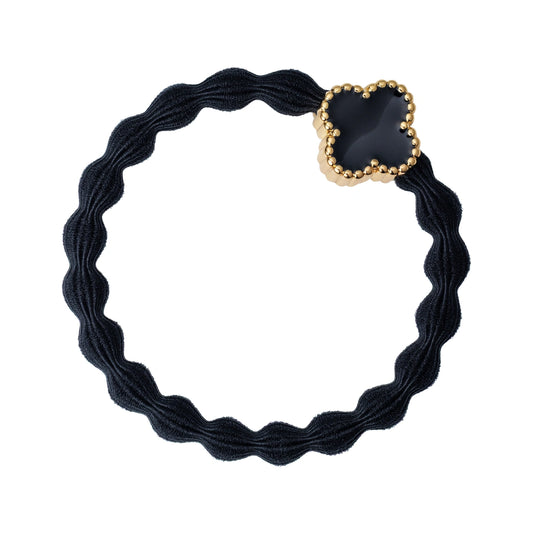ENAMEL GOLD QUATREFOIL BLACK