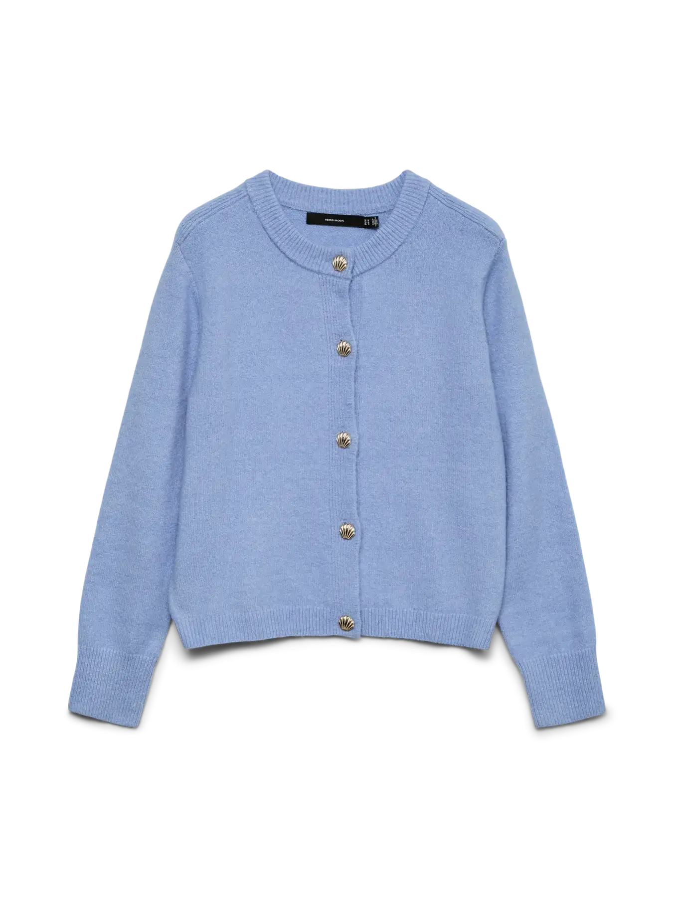 FIONA BUTTON CARDIGAN BLUE MELANGE