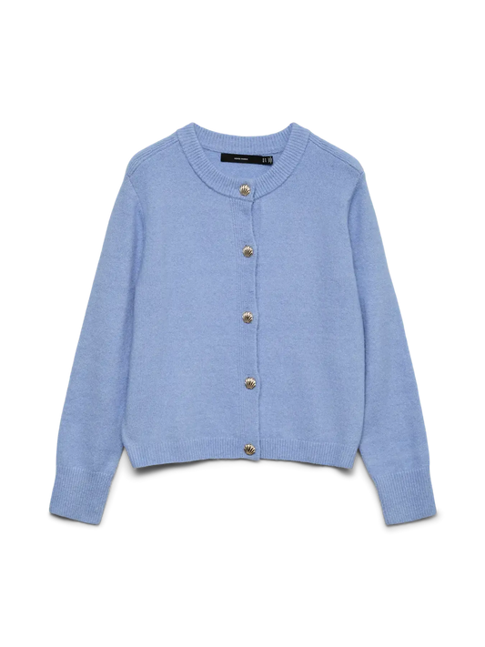 FIONA BUTTON CARDIGAN BLUE MELANGE