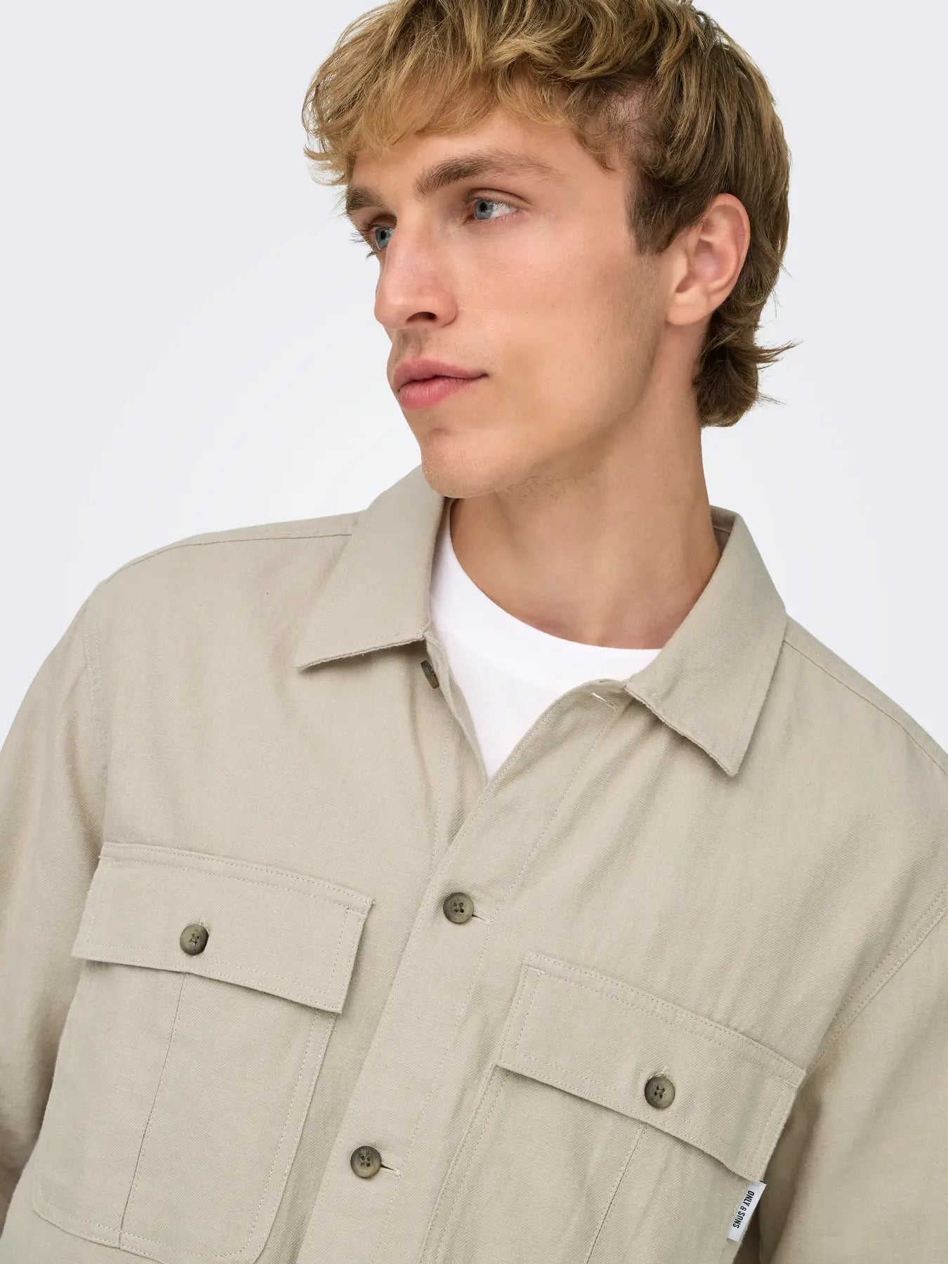 KENNETH LINEN OVERSHIRT SILVER LINING