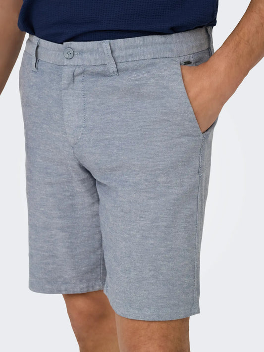 MARK SHORTS COTTON LINEN FLINT STONE