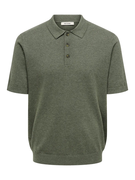 LOUI REG 12 SS MEL POLO KNIT GRAY MELANGE