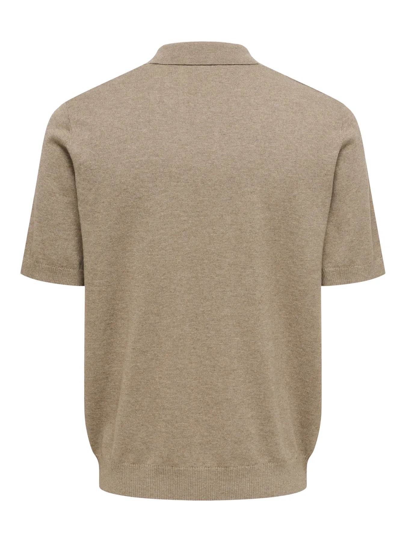 LOUI REG 12 SS MEL POLO KNIT TAUPE MELANGE
