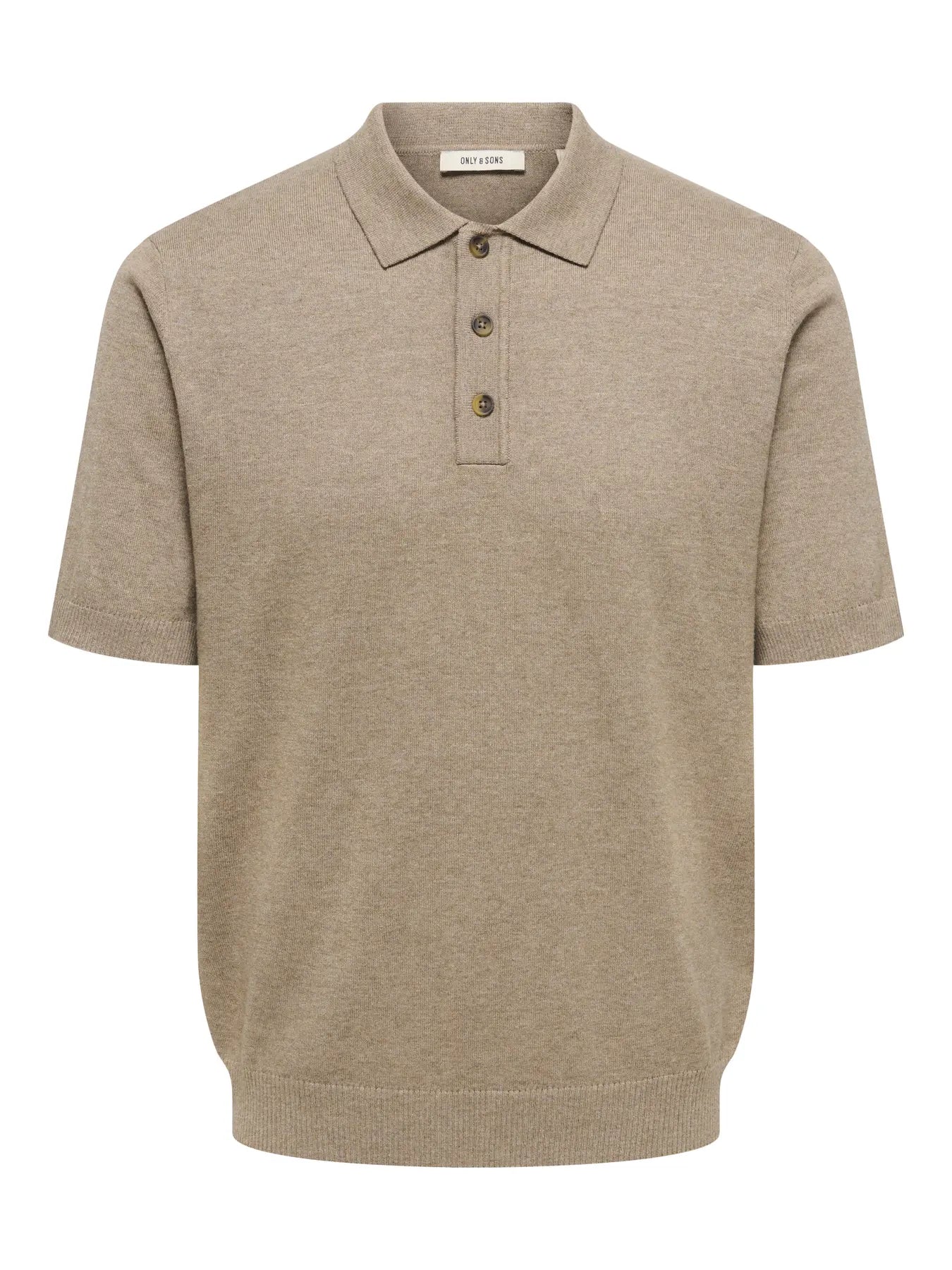 LOUI REG 12 SS MEL POLO KNIT TAUPE MELANGE