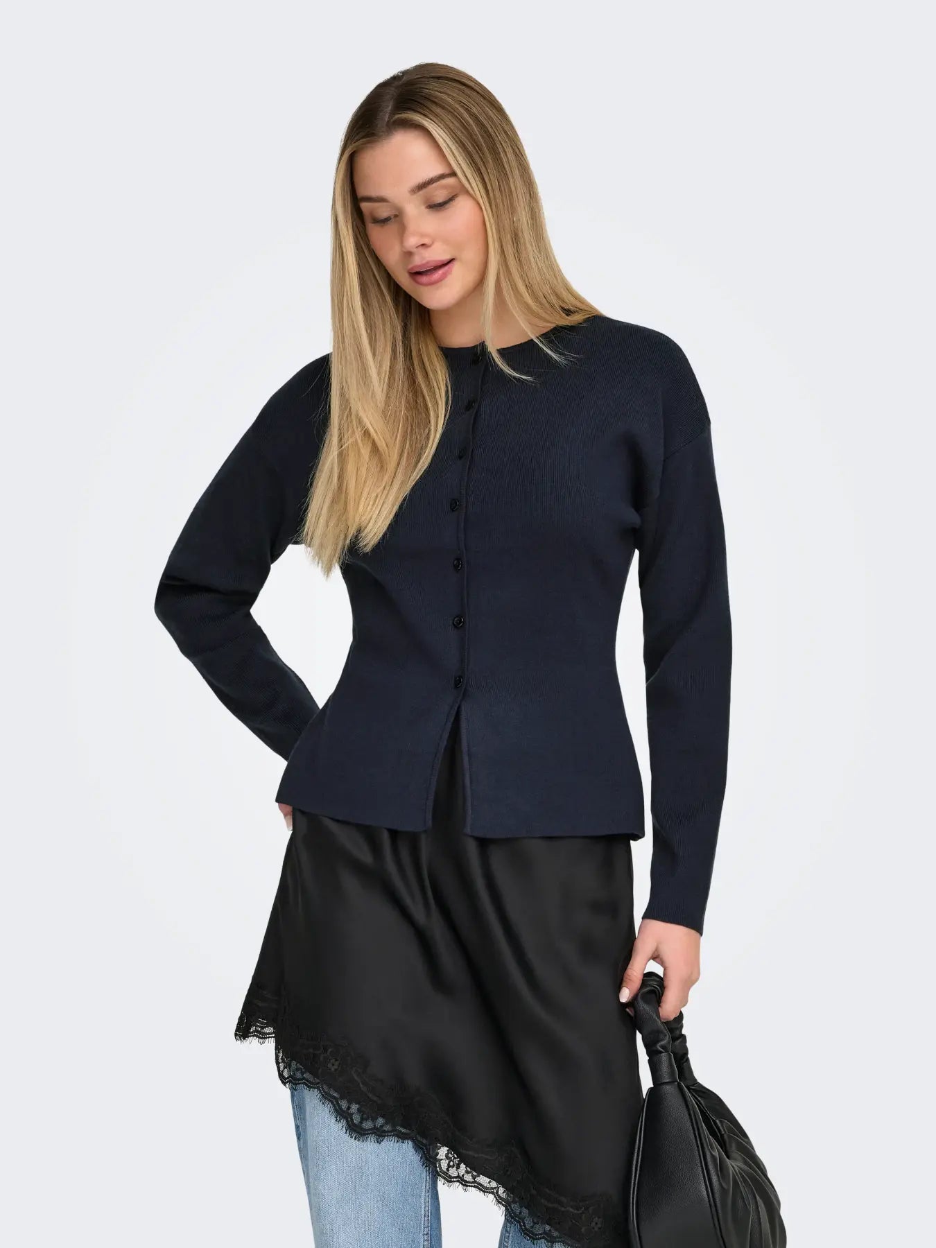 LUCY LS O-NECK CARDIGAN NIGHT SKY