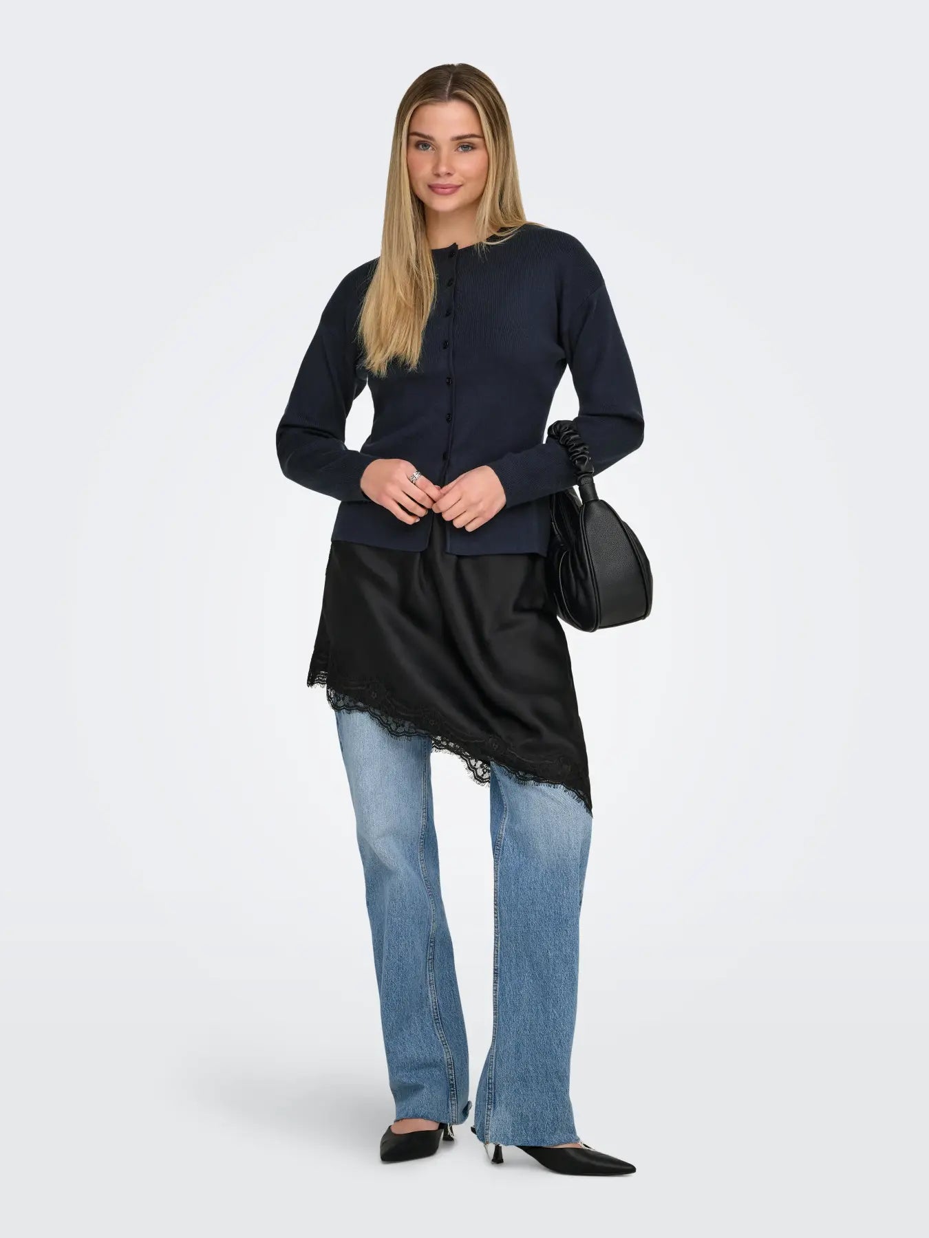 LUCY LS O-NECK CARDIGAN NIGHT SKY