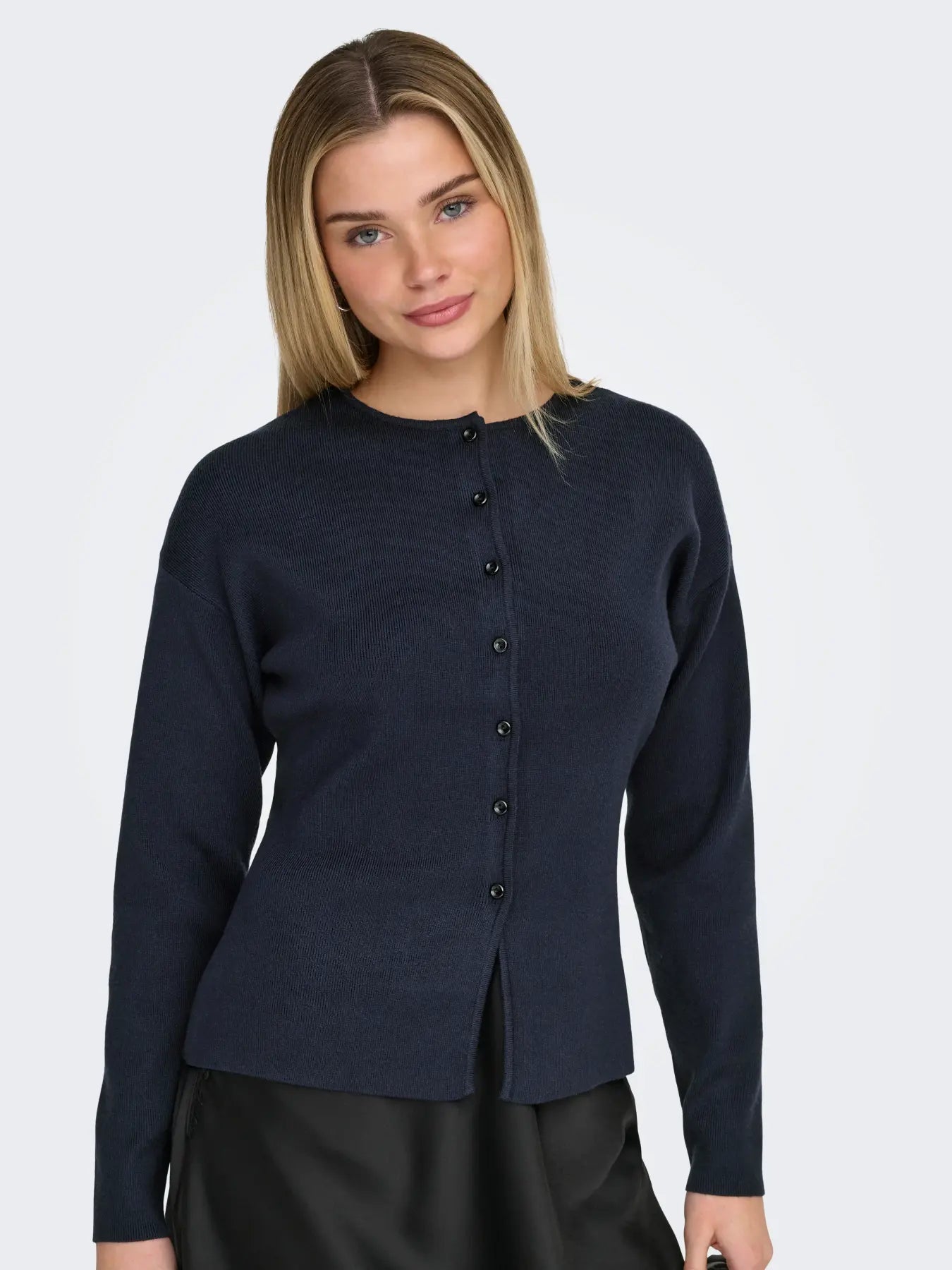 LUCY LS O-NECK CARDIGAN NIGHT SKY