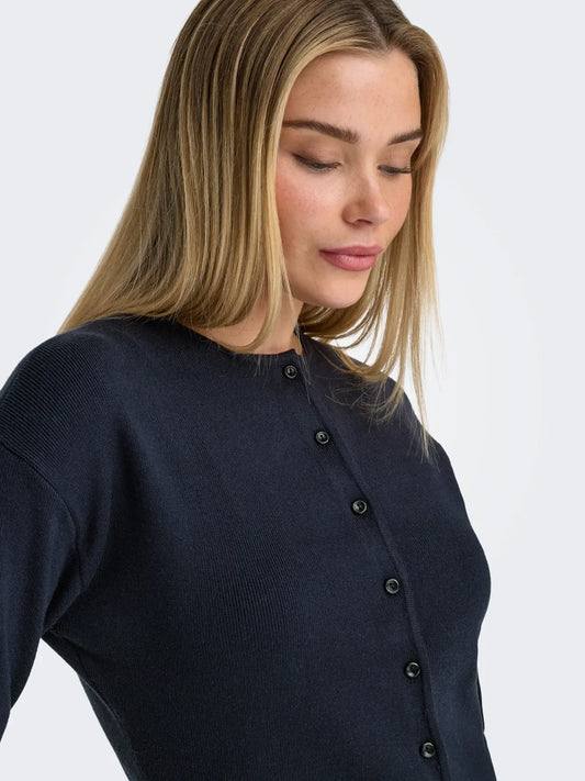 LUCY LS O-NECK CARDIGAN NIGHT SKY