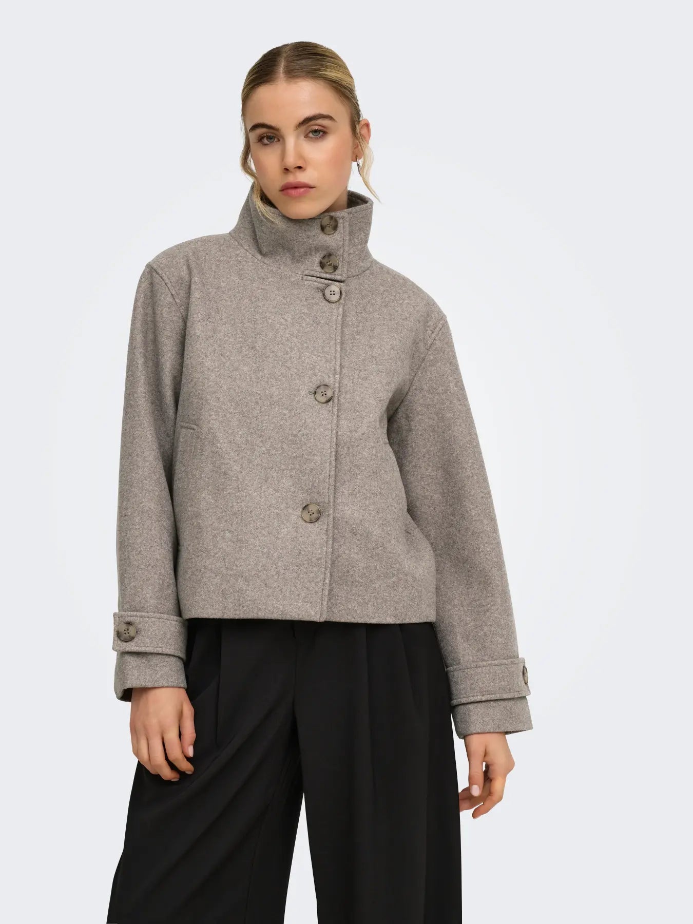 VELA HIGH NECK JACKET MOCHA MELANGE