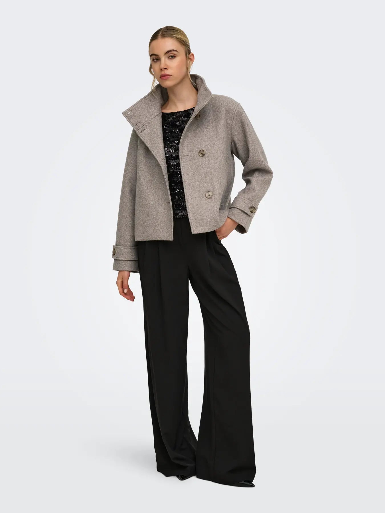 VELA HIGH NECK JACKET MOCHA MELANGE