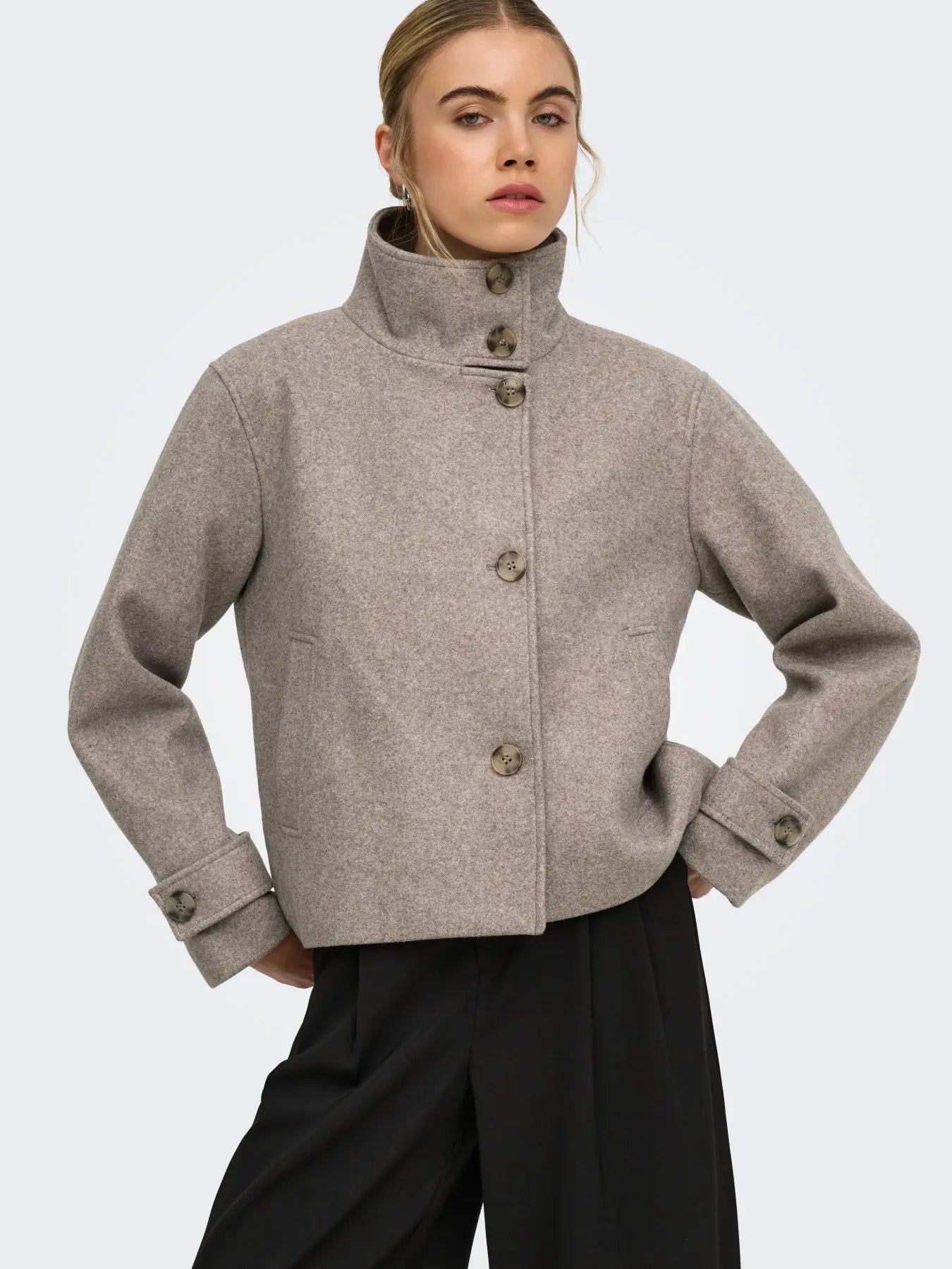 VELA HIGH NECK JACKET MOCHA MELANGE