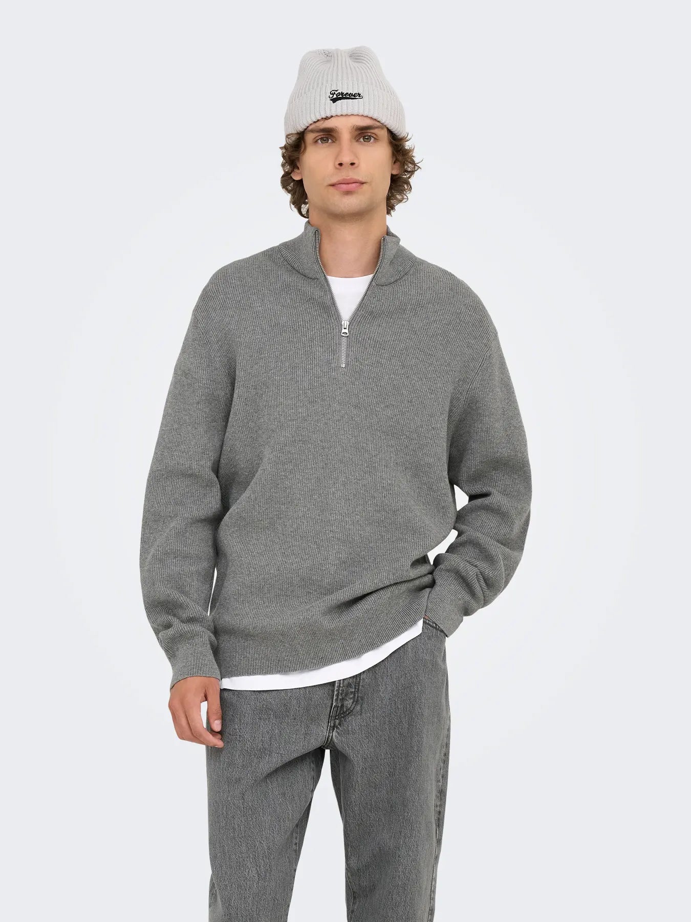 PHIL STRUC HALF ZIP GREY MELANGE