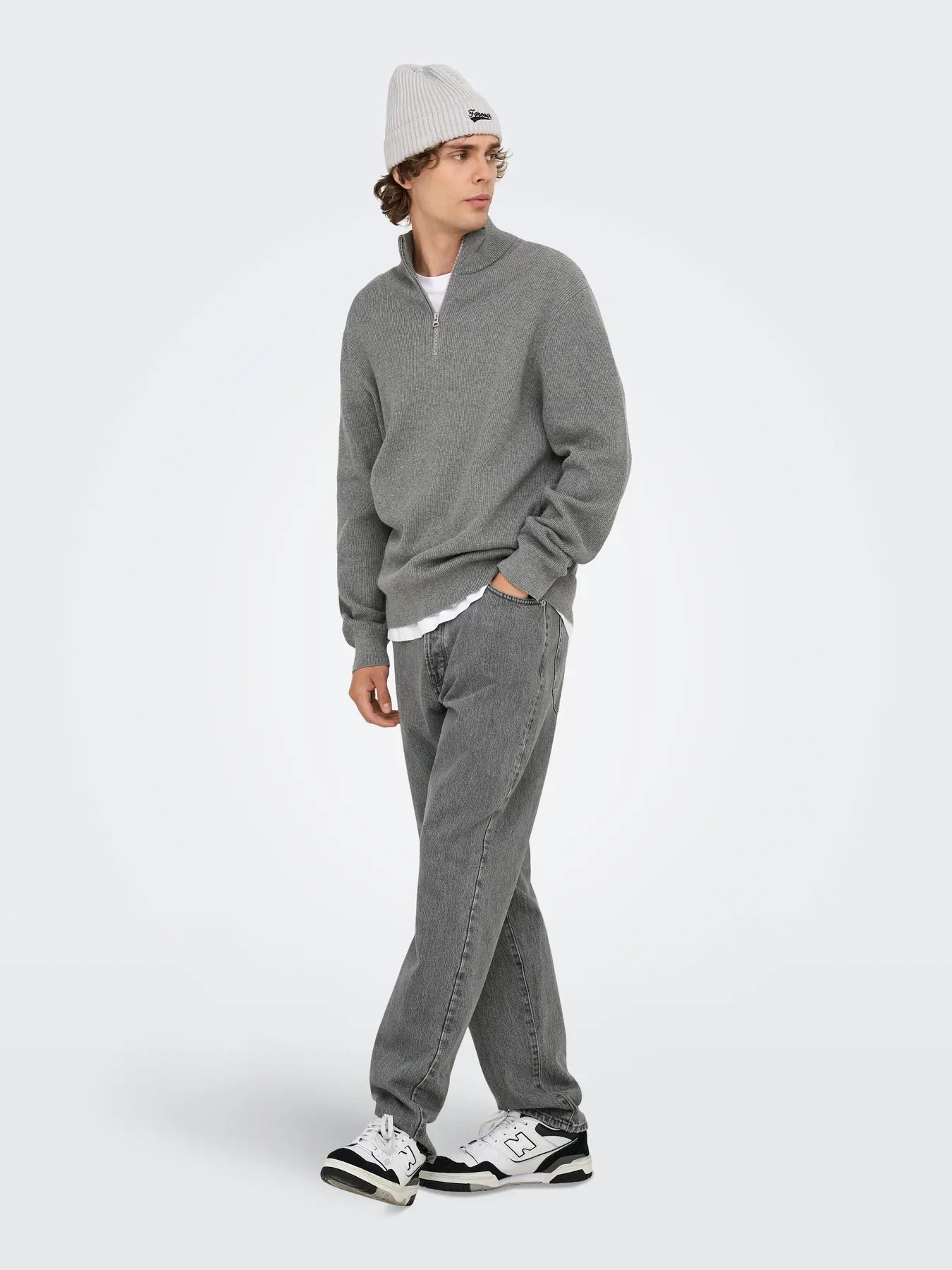PHIL STRUC HALF ZIP GREY MELANGE