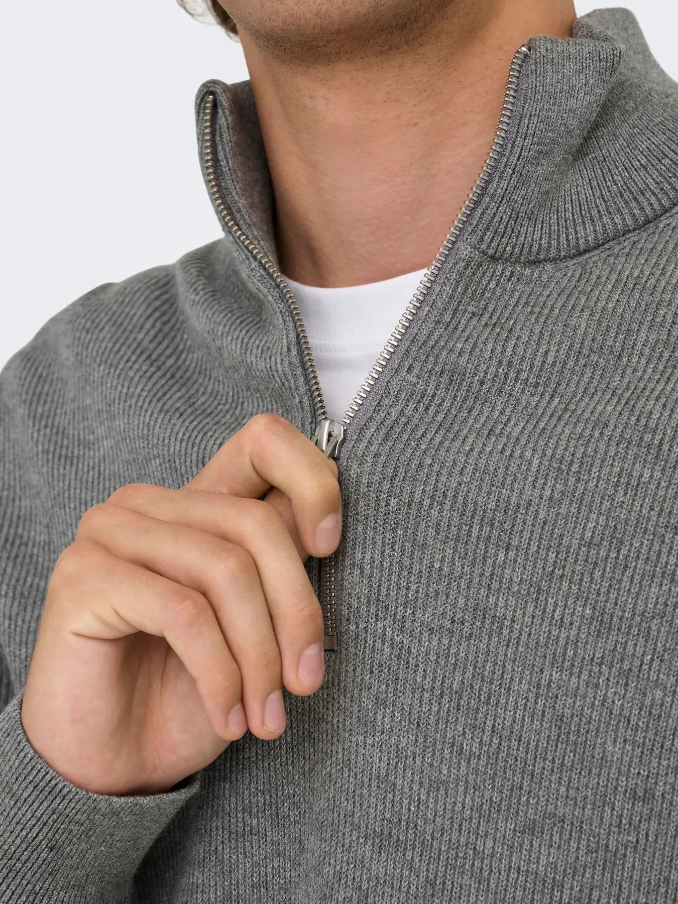 PHIL STRUC HALF ZIP GREY MELANGE