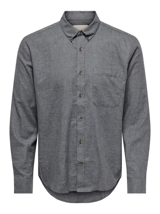 JUPITER REG SHIRT BLACK MELANGE