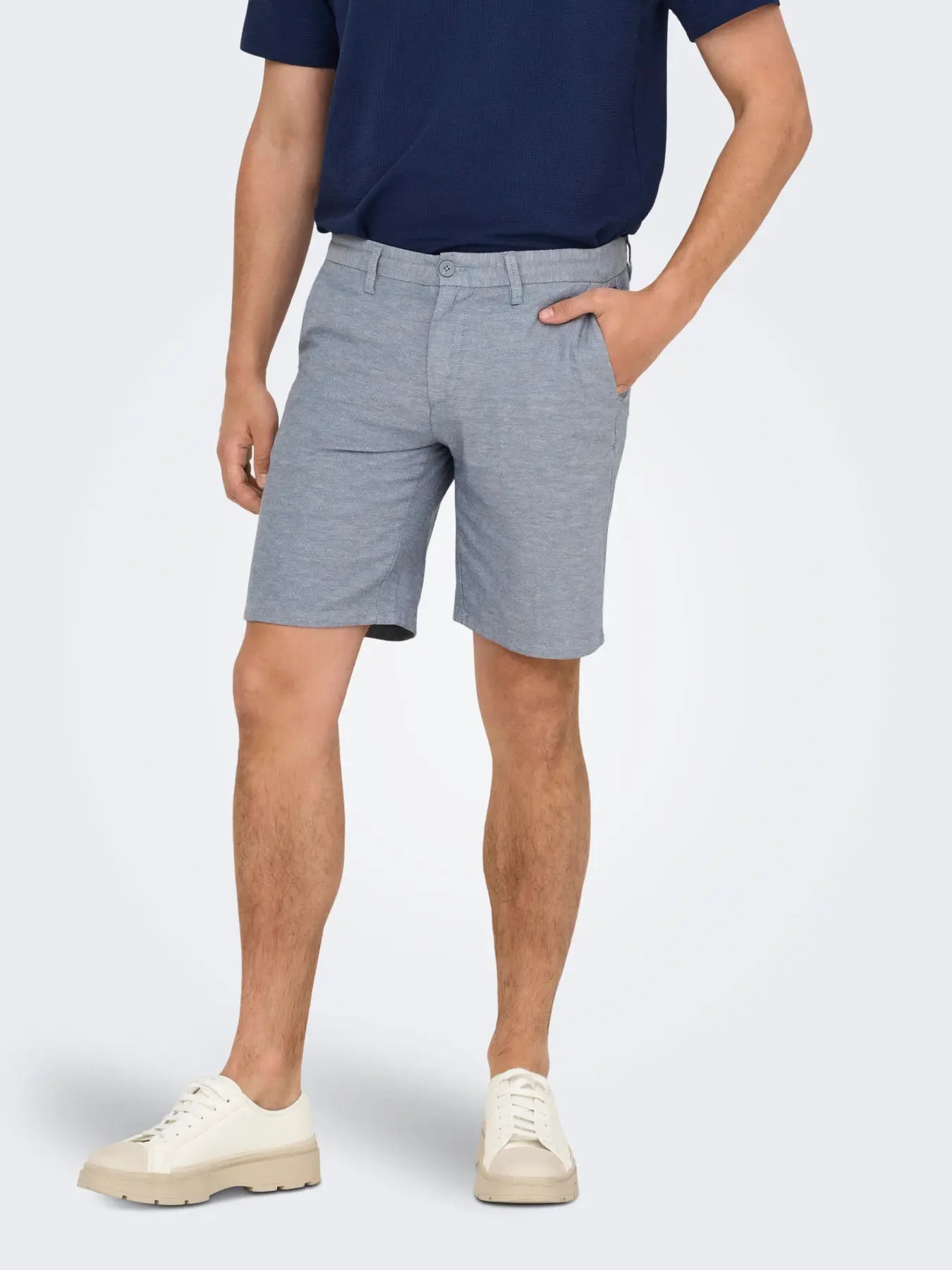 MARK SHORTS COTTON LINEN FLINT STONE