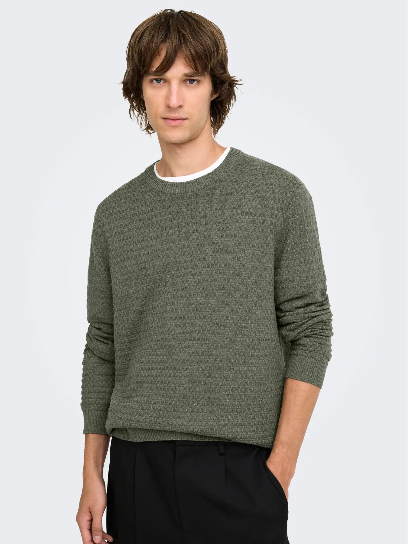 RON CREW KNIT CASTOR GRAY
