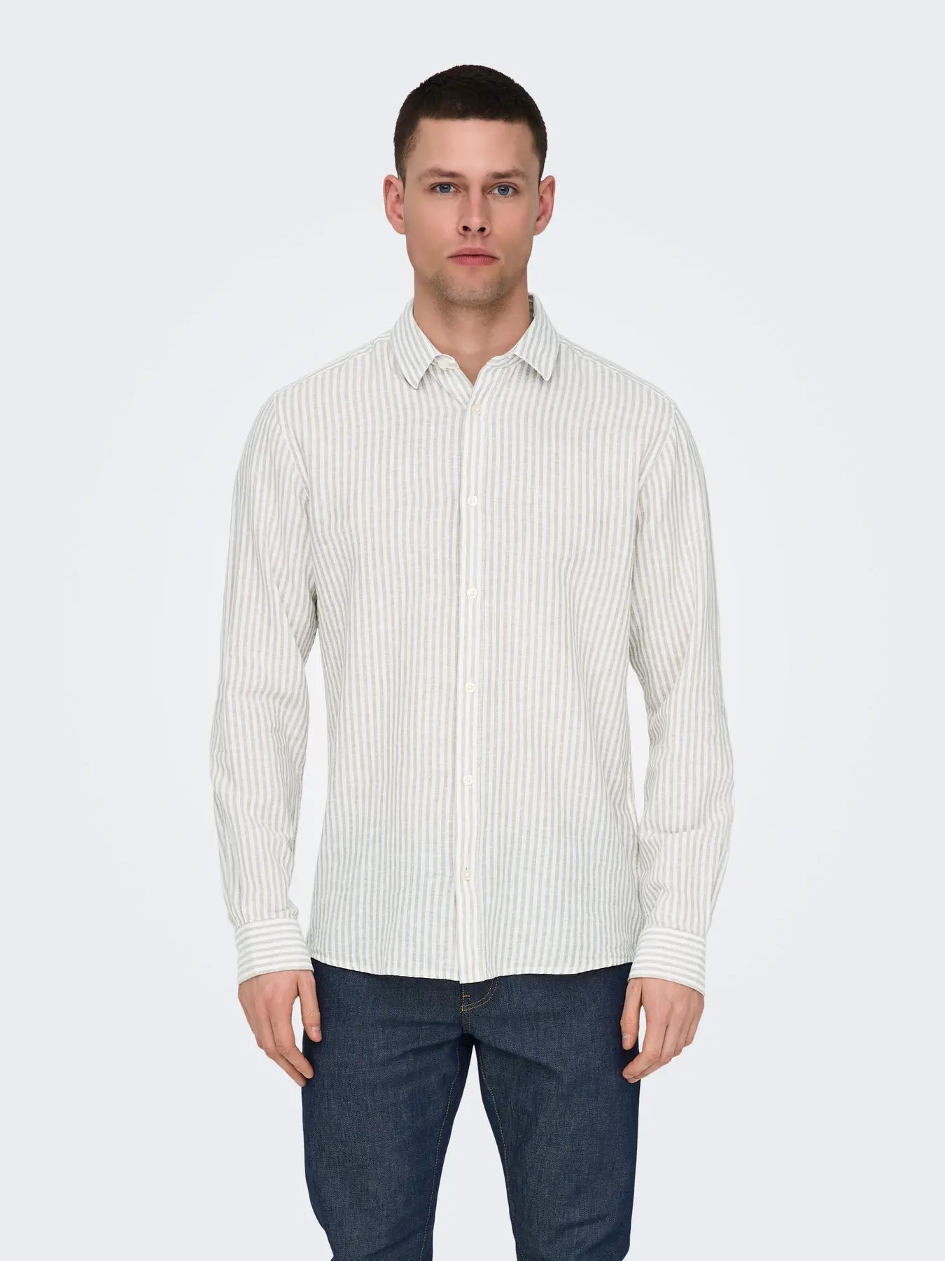 CAIDEN STRIPE LINEN CHINCHILLA