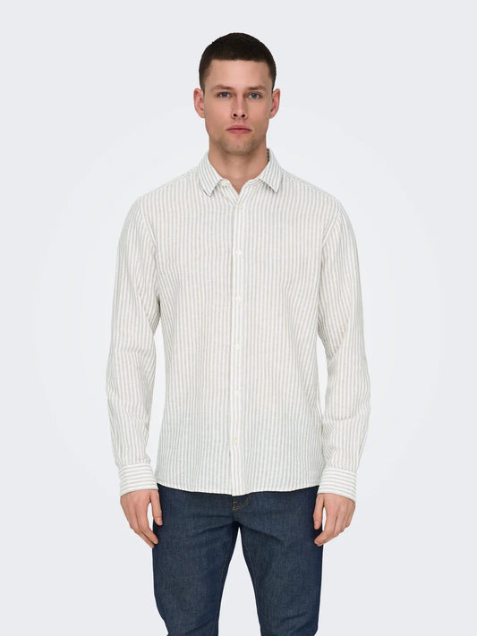 CAIDEN STRIPE LINEN CHINCHILLA