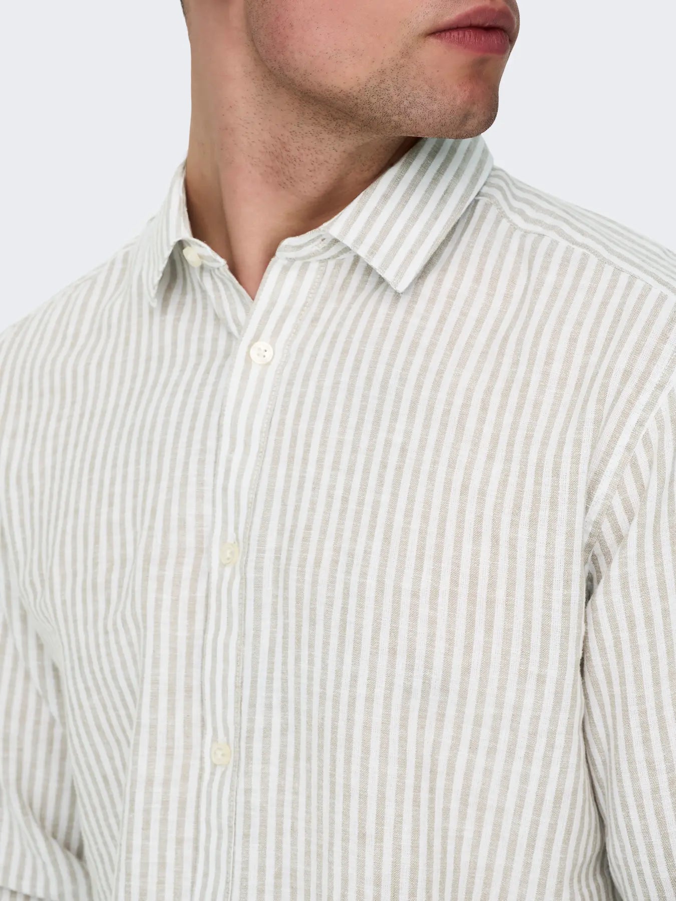 CAIDEN STRIPE LINEN CHINCHILLA