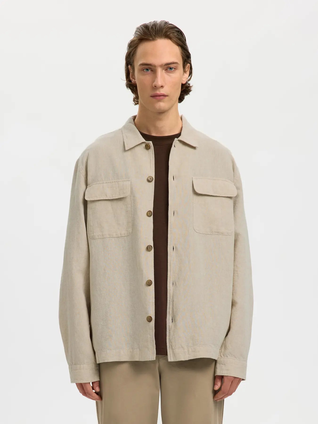 LEROY LINEN OVERSHIRT PURE CASHMERE