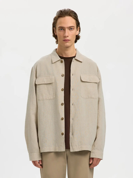 LEROY LINEN OVERSHIRT PURE CASHMERE