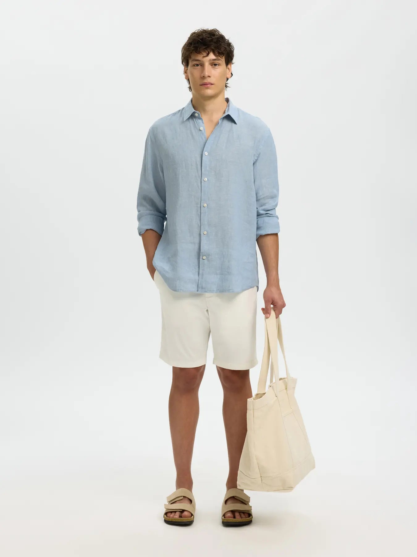 KYLIAN LINEN SHIRT BLUE FOG