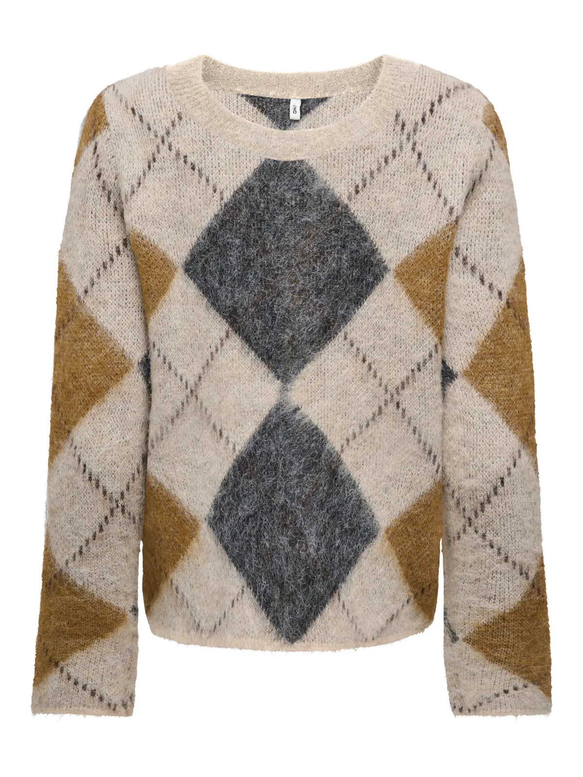 NOEME O-NECK PATTERN SHIRT OATMEAL