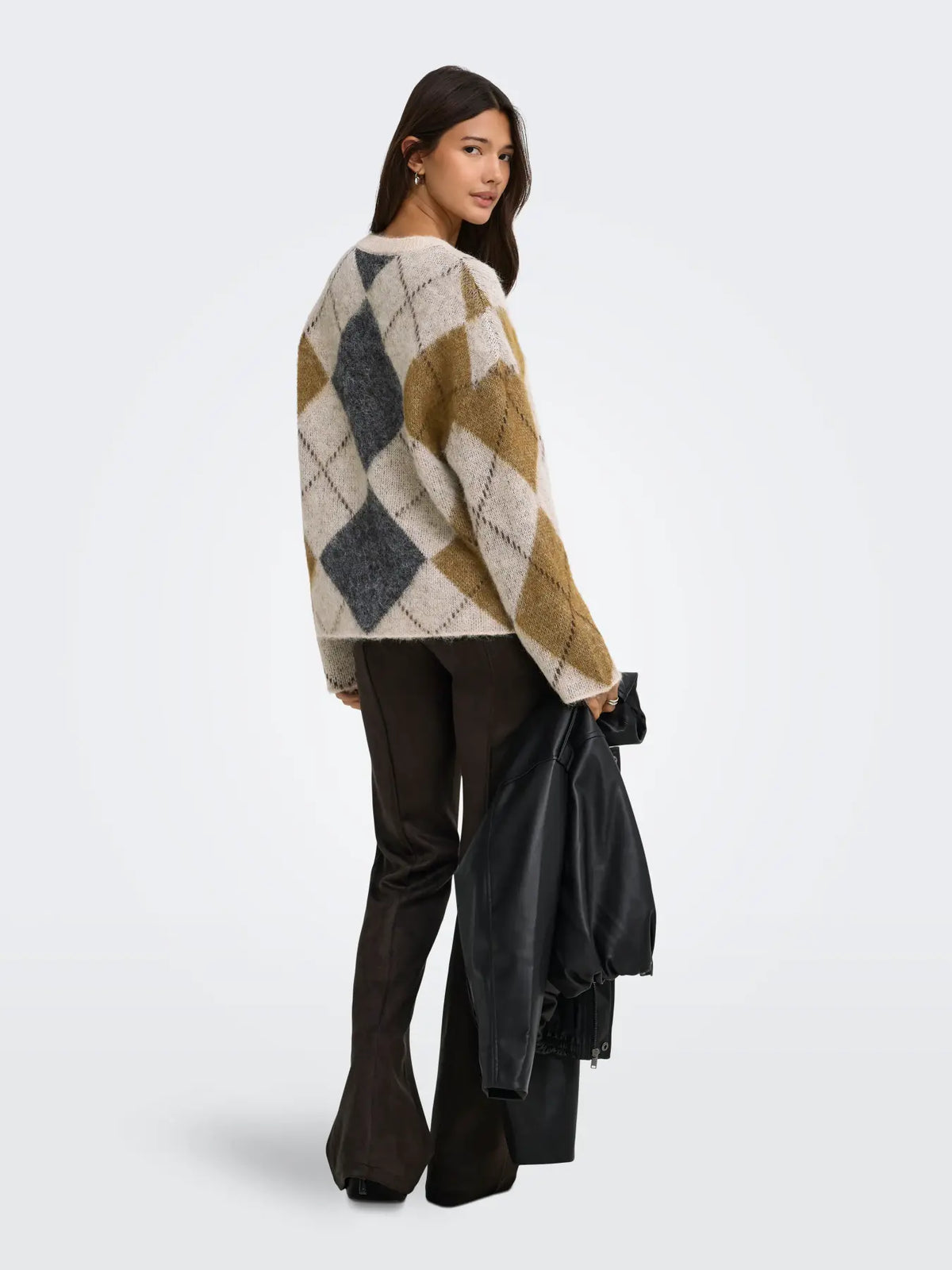 NOEME O-NECK PATTERN SHIRT OATMEAL