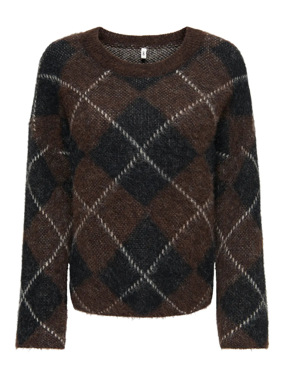 NOEME O-NECK PATTERN SHIRT COFFEE BEAN BAG