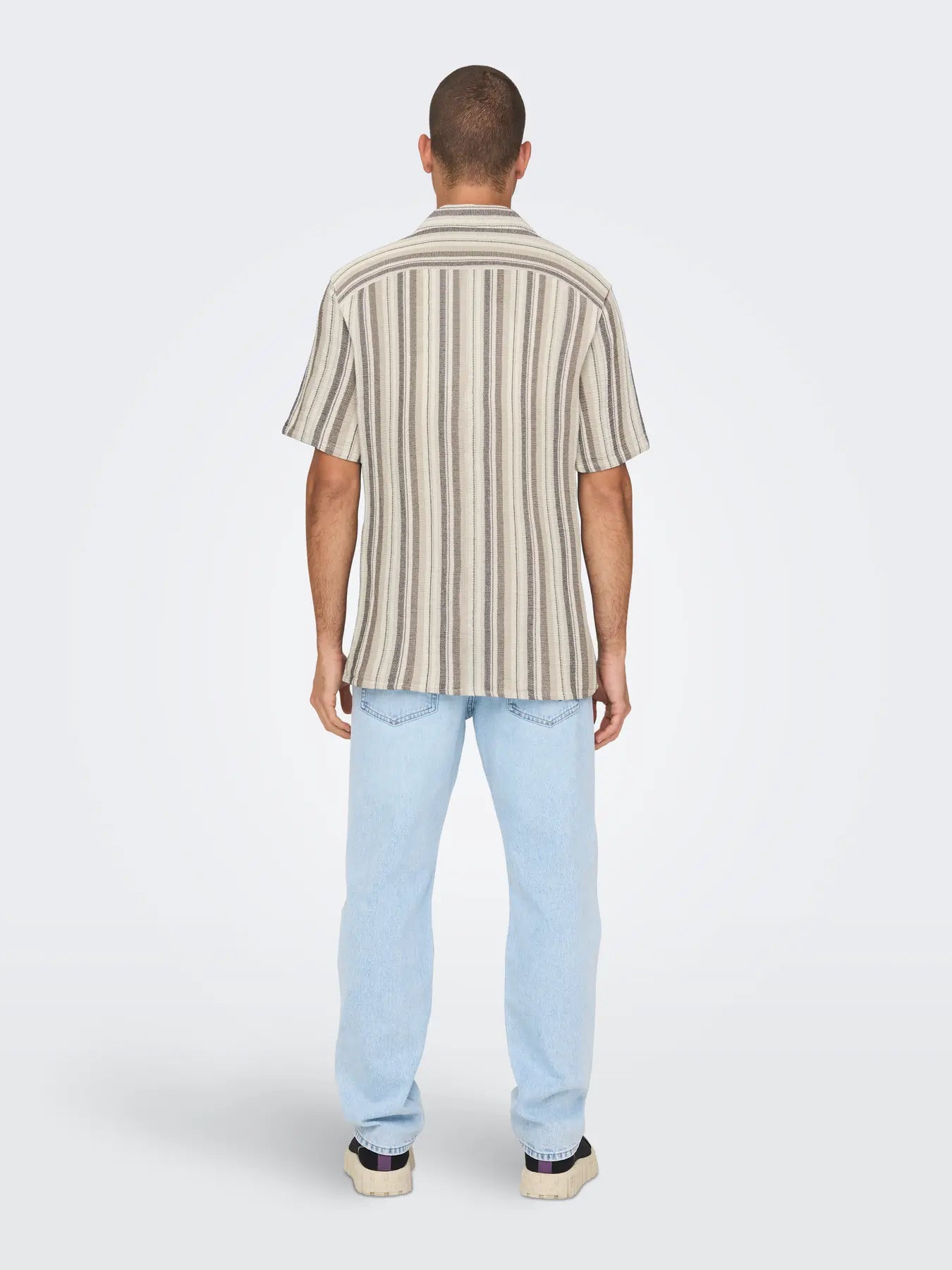 TREV STRIPE SHIRT COFFEE BEAN