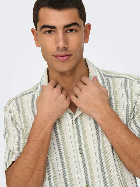 TREV STRIPE SHIRT SEAGRASS