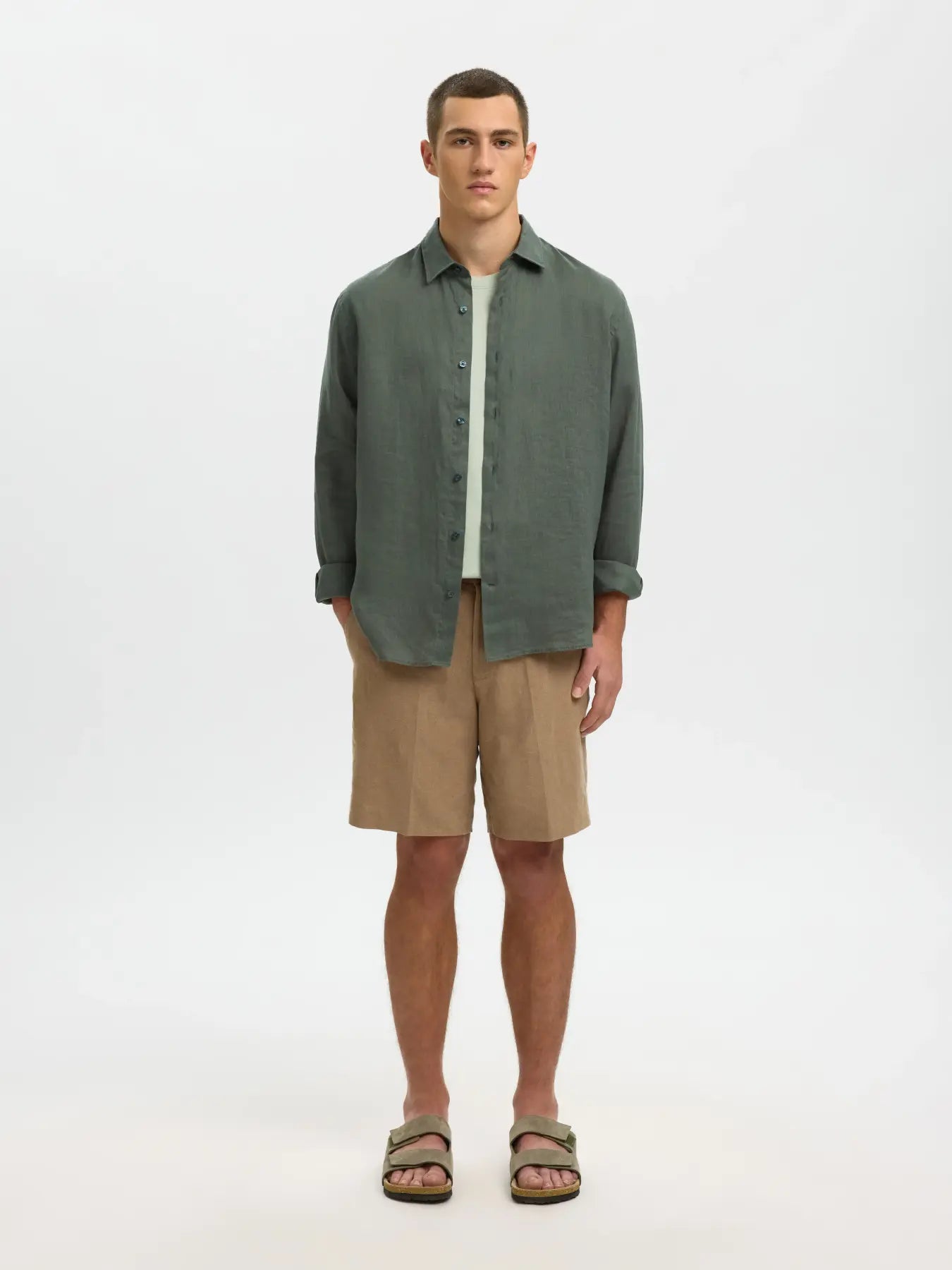 KYLIAN LINEN SHIRT BALSAM GREEN